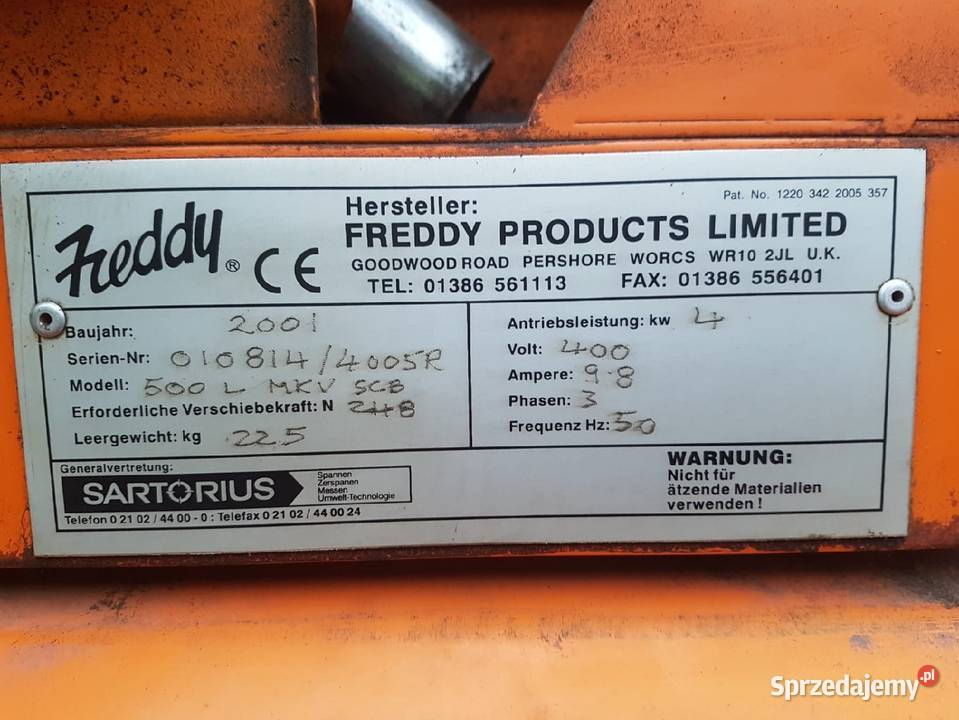 Duży mocny przemysłowy odkurzacz Freddy Products Gubin