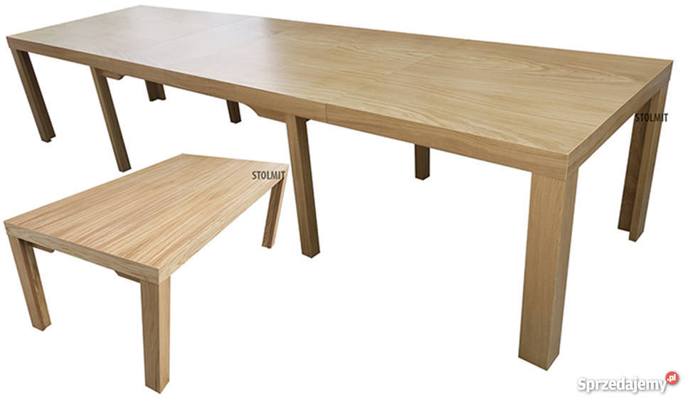 Debowy stół rozkłądany do 430cm - 8 nóg 180x90+5x50 solidny