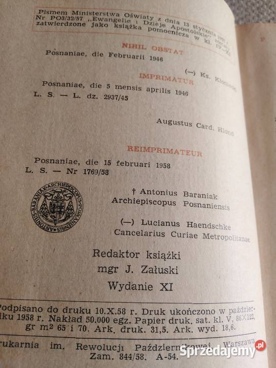 Ewangelie i dzieje apostolskie 1958 dolnośląskie Wałbrzych