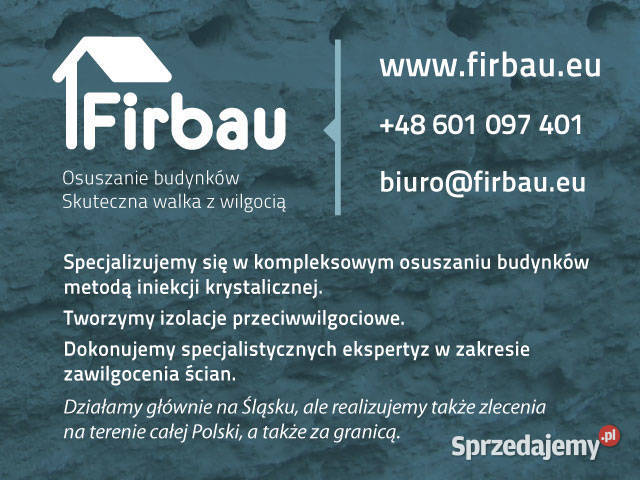 OSUSZANIE BUDYNKÓW HYDROIZOLACJE ŚCIAN INIEKCJA Bielsko-Biała