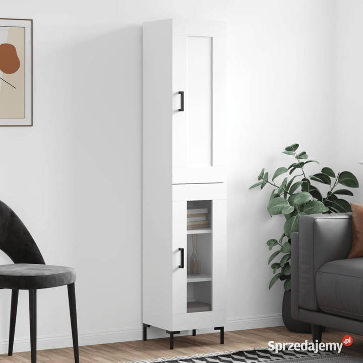 Wysoka szafka biała 345x34x180 materiał Meble Warszawa