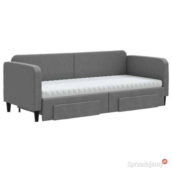 Sofa rozsuwana z szufladami ciemnoszara tkanina mazowieckie