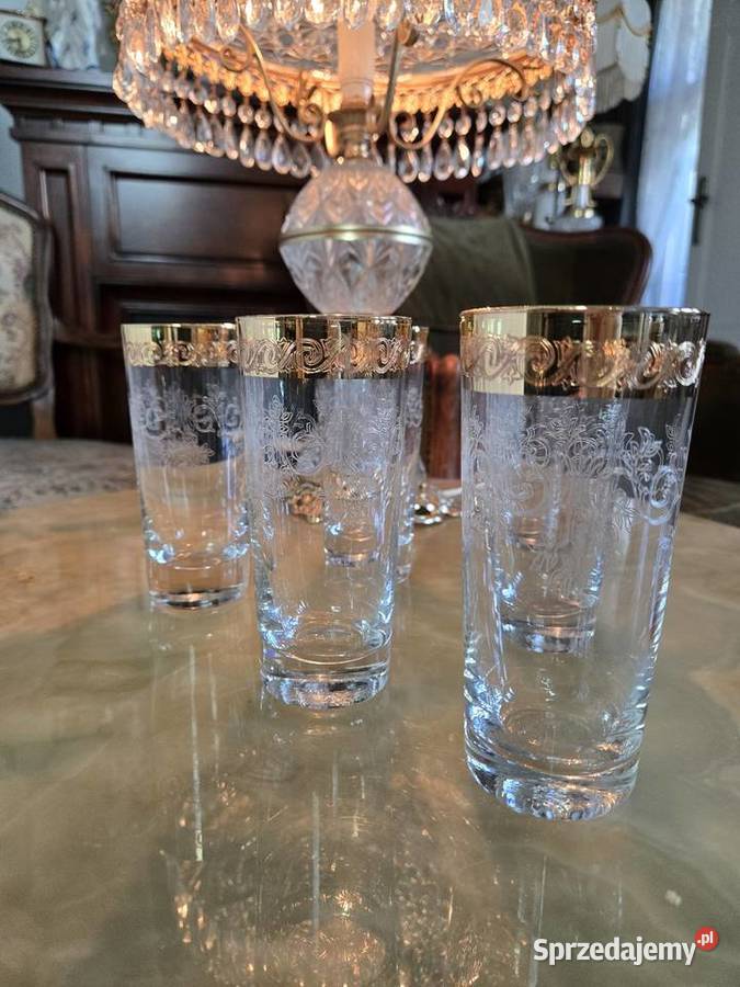 Kieliszki Kryształowe zdobione złotem Murano Kalisz sprzedam