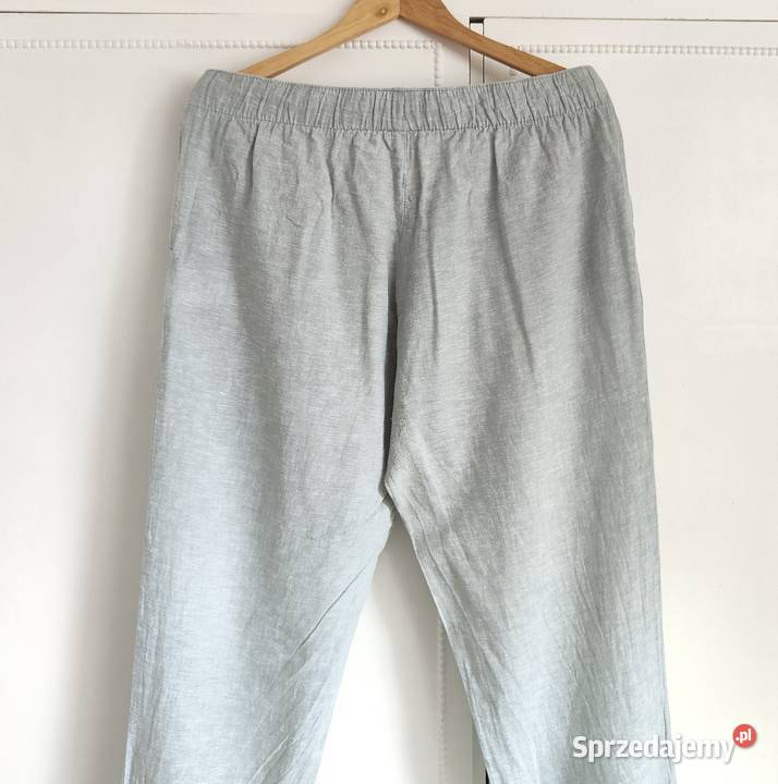 Szałwiowe lniane spodnie Esmara 44 joggery z Spodnie