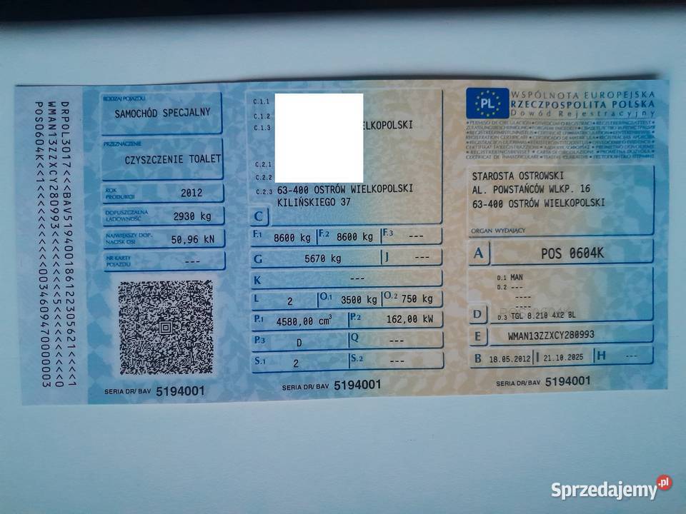 Samochód auto pojazd asenizacyjny Man TGL 8210 wielkopolskie Ostrów Wielkopolski sprzedam