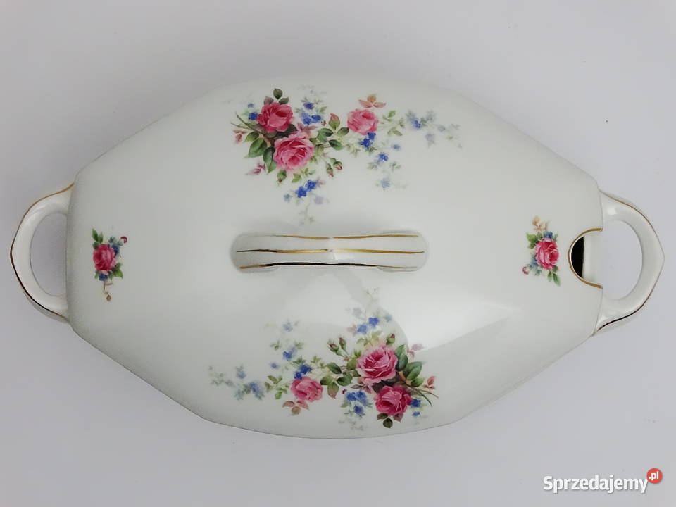 Porcelanowa waza z pokrywką 2 L styl retro z Biłgoraj