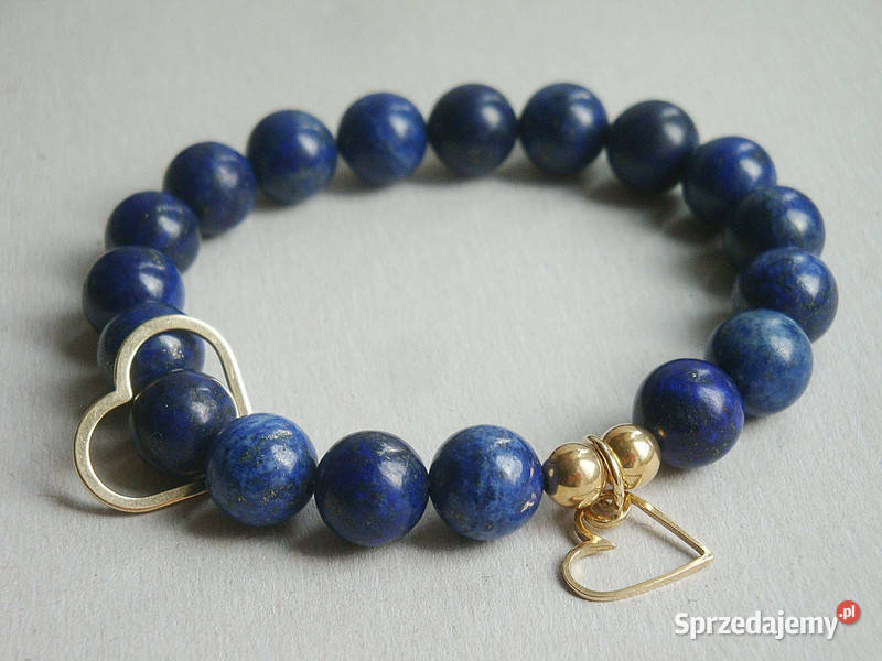 Bransoletka z Lapis lazuli z zawieszkami sercami Kielce