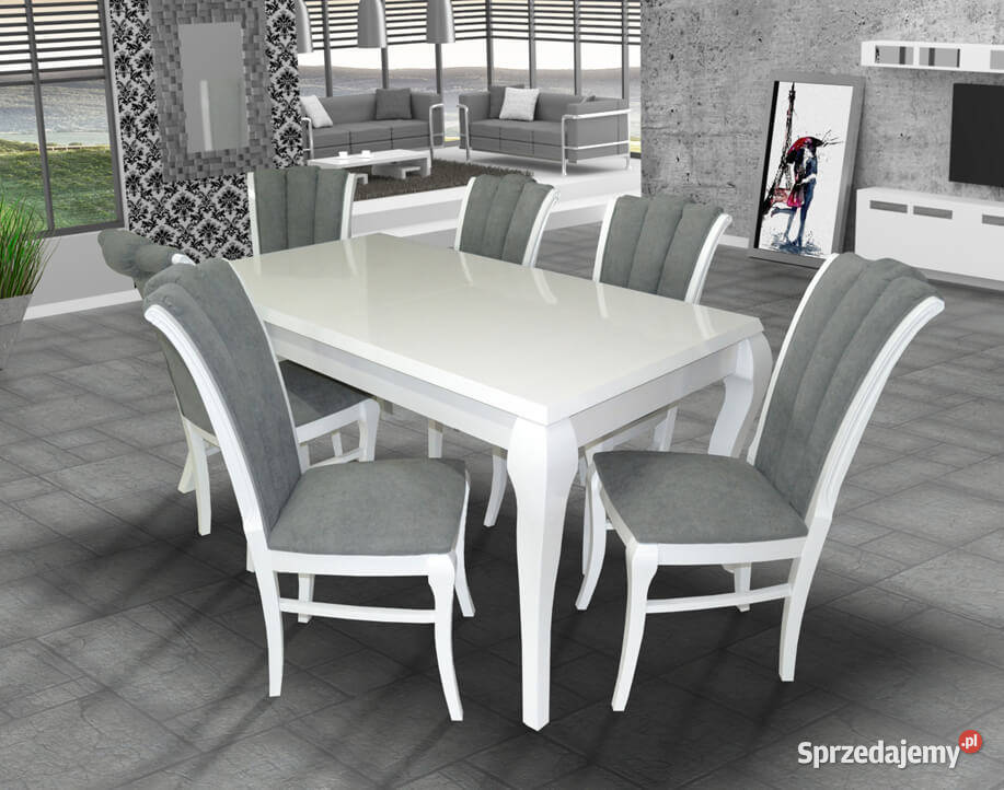 Stół LEONARDO Biały 6 krzeseł Włoskich wielkopolskie Kalisz