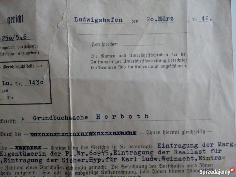 Niemieckie pismo urzędowe 1942 r Rzeszów sprzedam