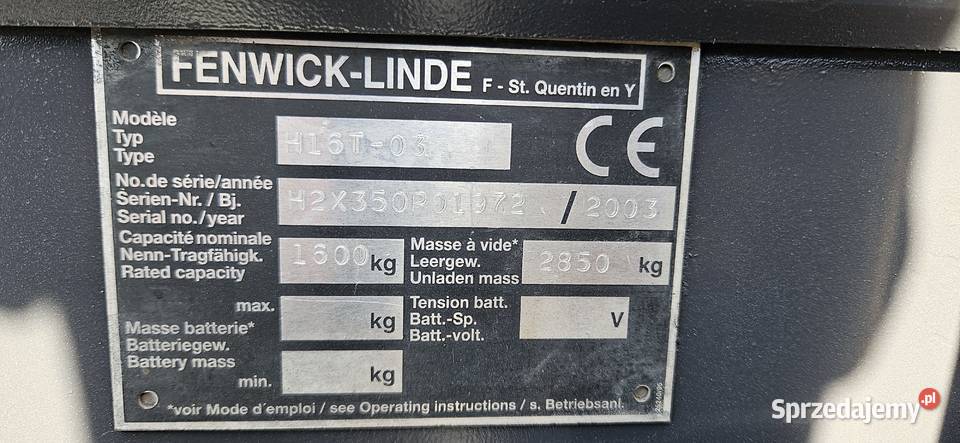 Wózek widłowy LINDE H16T03 z 2003r Maszt Triplex gaz Nowy Dwór Mazowiecki