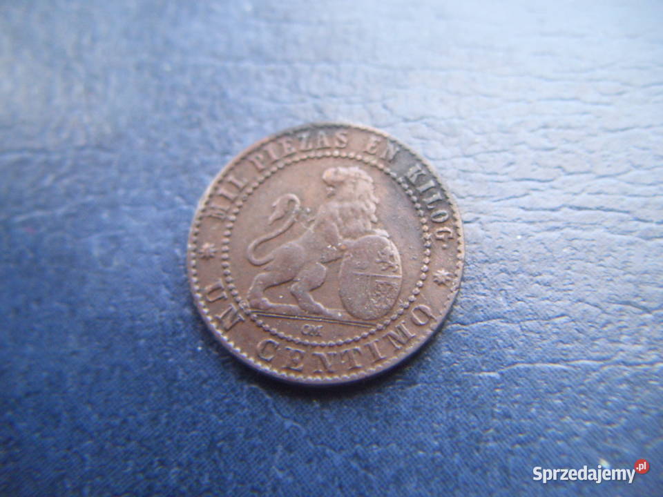 Stare monety 1 centym 1870 Hiszpania Lesko