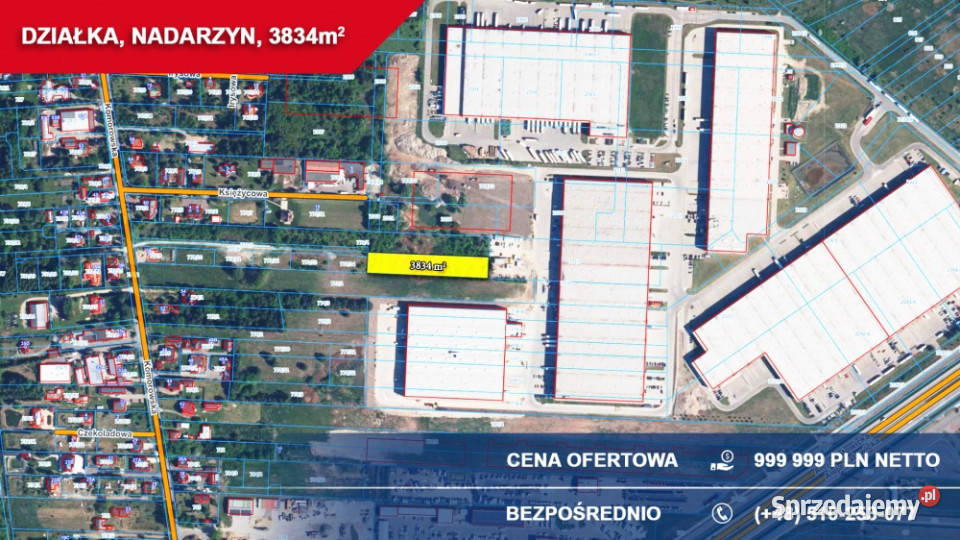 Działka przemysłowousługowa 3834 m NADARZYN Sprzedaż
