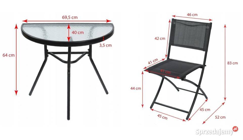 MEBLE NA BALKON OGRÓD Taras Komplet Stół 2 Meble ogrodowe