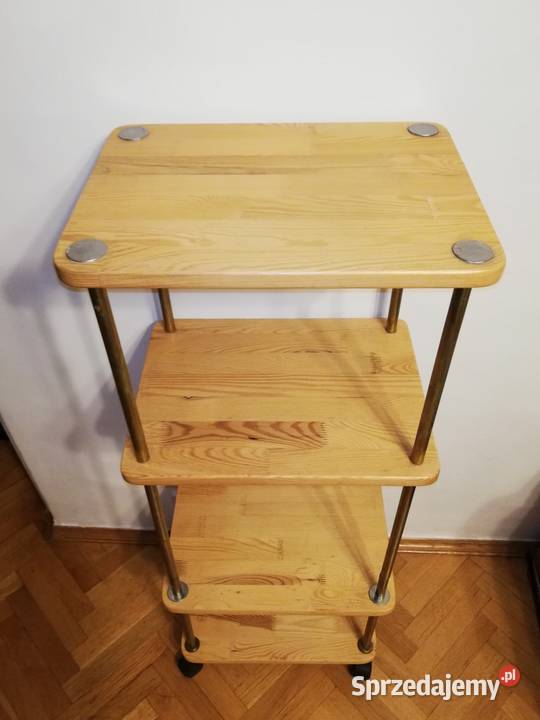 Regalik 4 poziomowy na kółkach drewno sosno