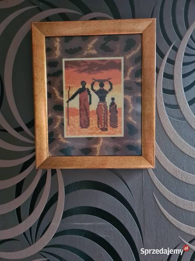 Ręcznie wyszywany obraz Murzynki Leszczyny sprzedam
