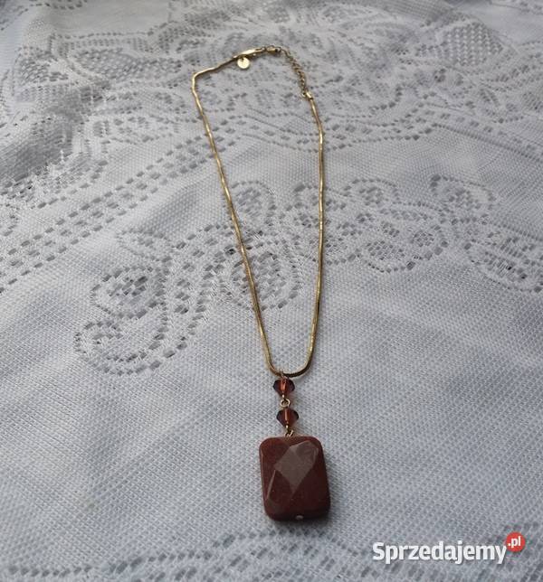 Stary angielski naszyjnik kamień awenturyn Ochojno