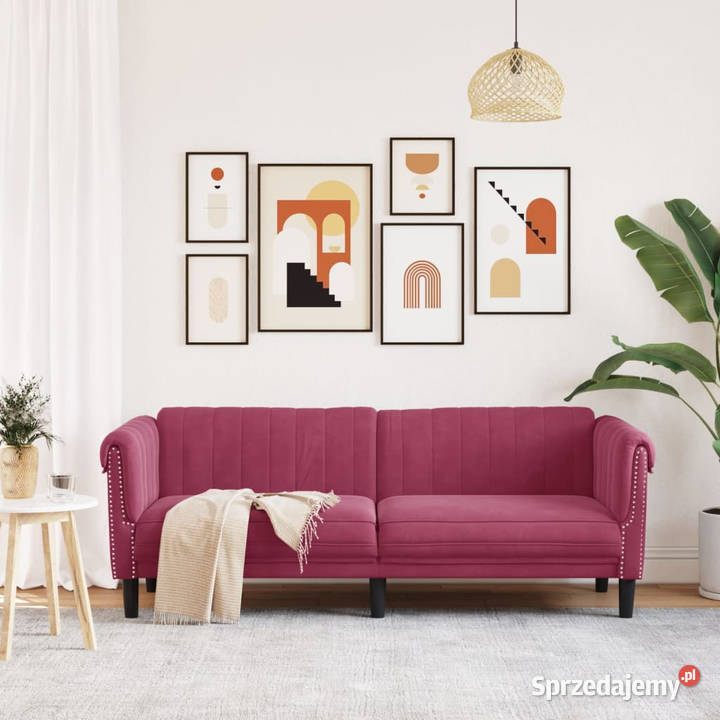 Sofa 3osobowa winna czerwień tapicerowana mazowieckie Warszawa