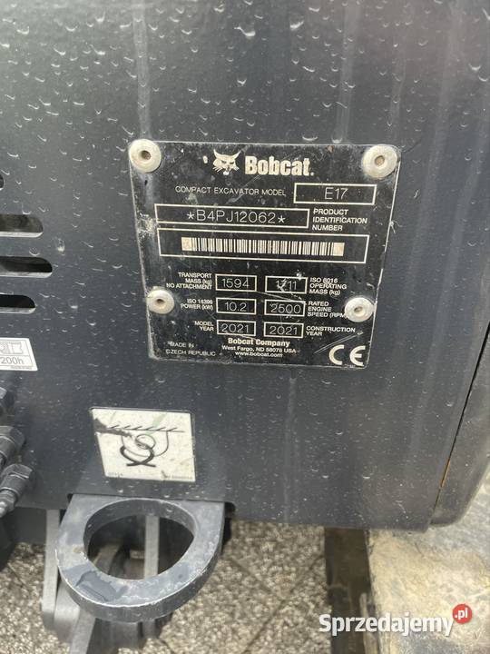 Minikoparka Bobcat E17 2021 1698 mth Rok produkcji 2021 dolnośląskie