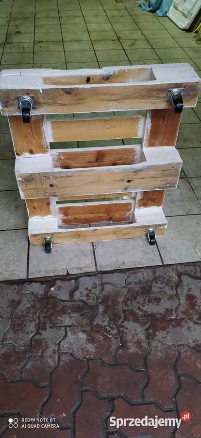stolik stół z palety euro na kółkach biały Poznań sprzedam