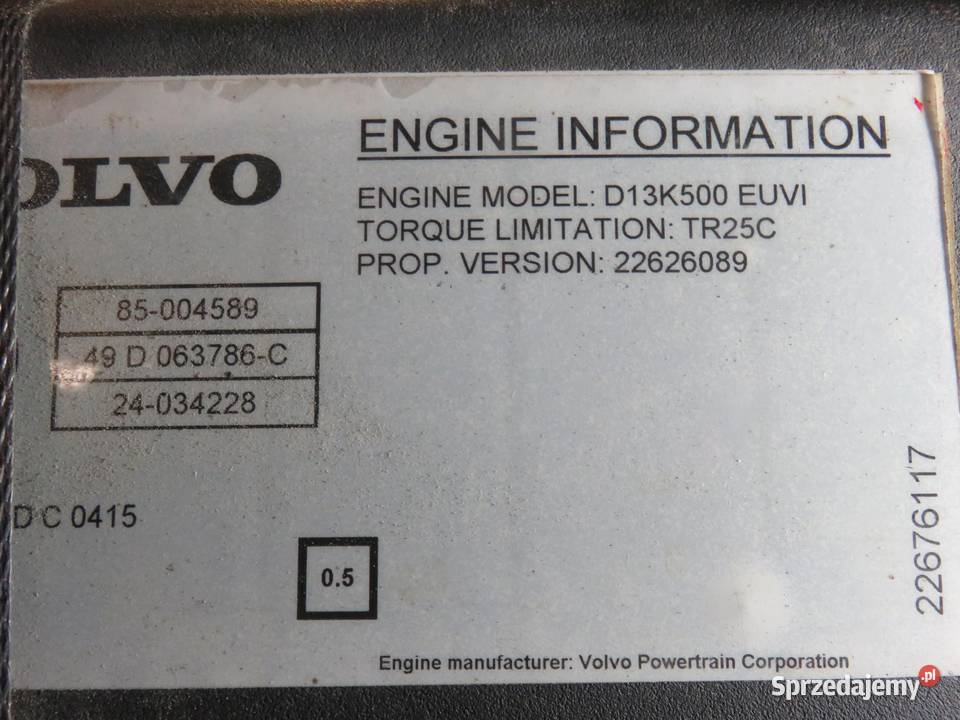 SILNIK VOLVO FH II 500 D13K500 EURO 6 małopolskie sprzedam