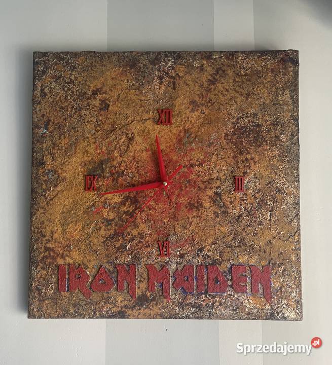 Zegar ścienny z napisem Iron Maiden Ręcznie ścienny śląskie