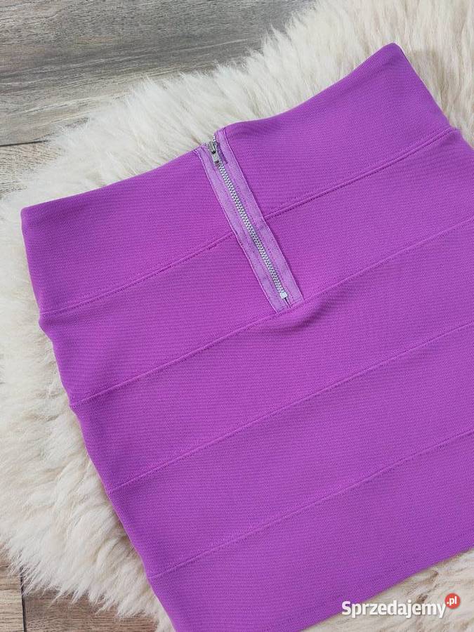 Liliowa spódnica bandażowa Top shop Fioletowa Długość Mini Jasło