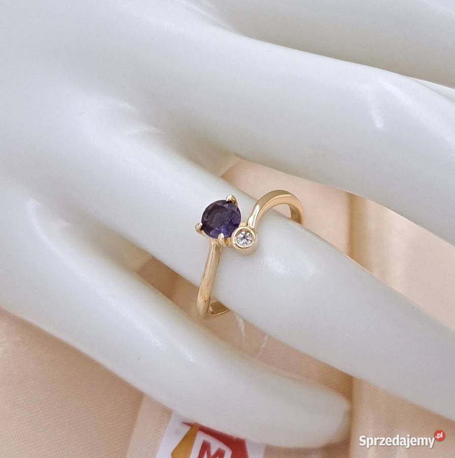Pierścionek r14 Złoty pr585 z Ametystem Z850 Poznań