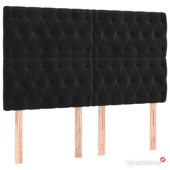 Łóżko kontynentalne z materacem czarne aksamit 144cm