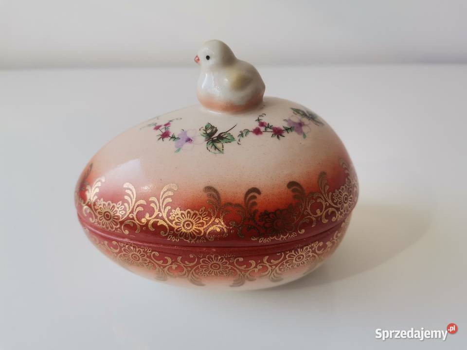 Stara przedwojenna bomboniera Jajo z kurczakiem śląskie Katowice