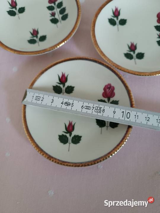 Małe talerzyki z różą porcelana Winterling Gorlice