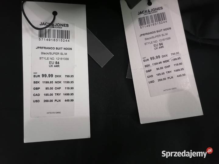 54 JACKJONES Garnitur super slim czarny Szczerbice