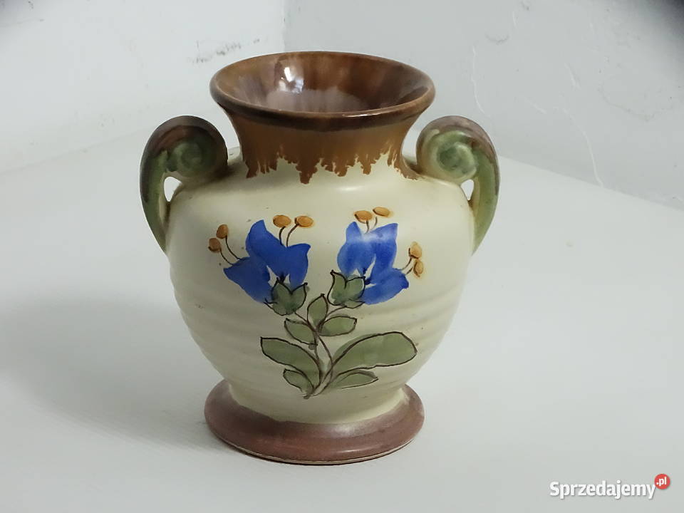Stary ceramiczny wazon z uszami Ręcznie malowany Biłgoraj sprzedam