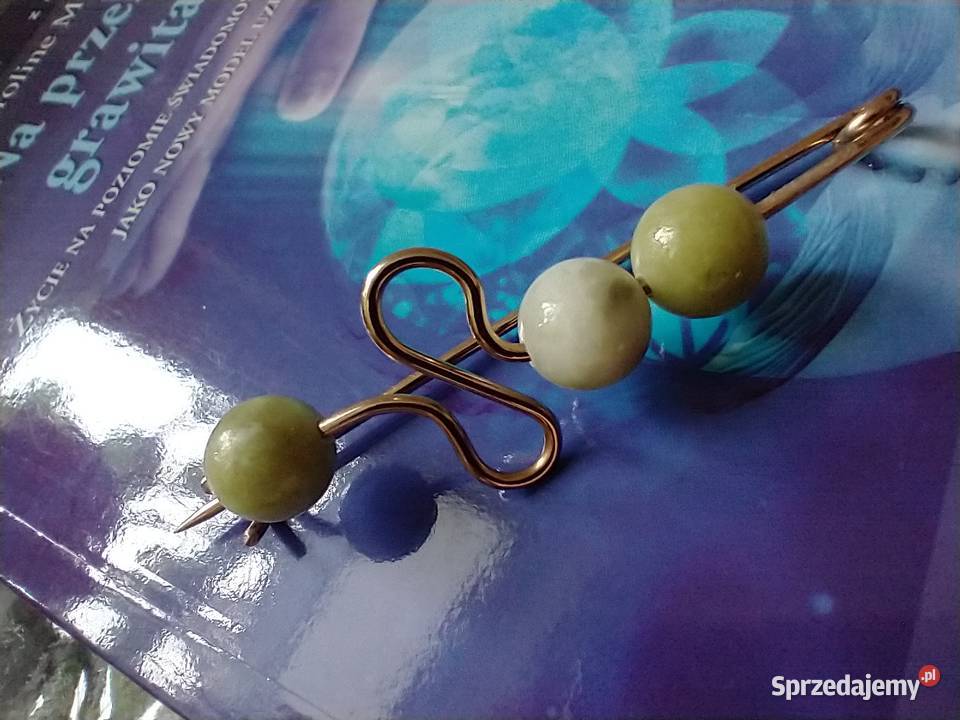 Efektowna broszka mosiądz złota naturalne Łódź sprzedam