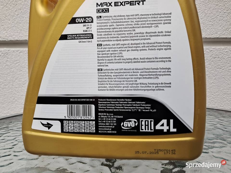 Orlen Oil 0W20 Expert Dex świętokrzyskie Kielce sprzedam