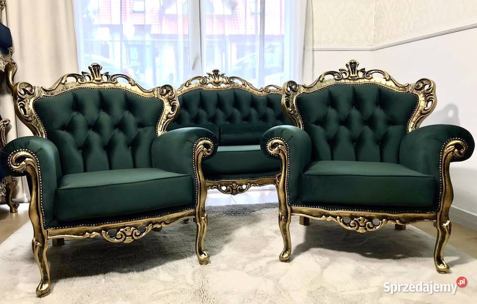 Komplet sofa fotele barok wypoczynkowy stylowy Jagodnik