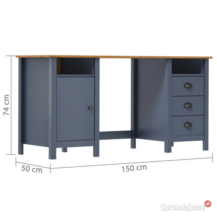 Biurko Hill szare 150x50x74 lite drewno sosnowe Pozostałe Warszawa