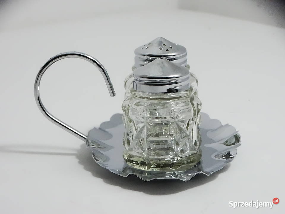 Zestaw przyprawników szkło metal elegancka taca Biłgoraj