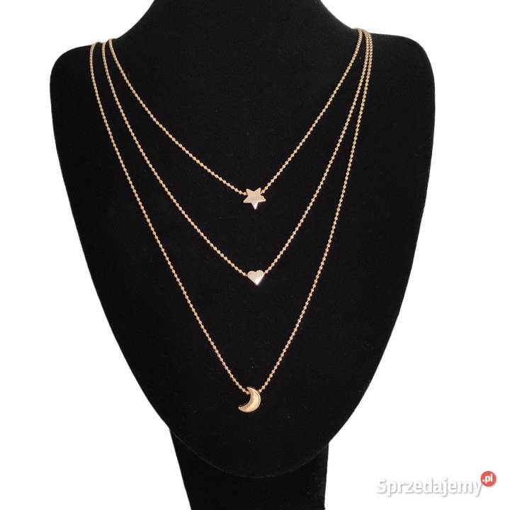Łańcuszek potrójny sercegwiazdaksiężyc kol złoty łódzkie Łódź