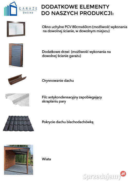 GARAŻ BLASZANY 12m x 5m spad tył 4x Brama ciemny Bochnia