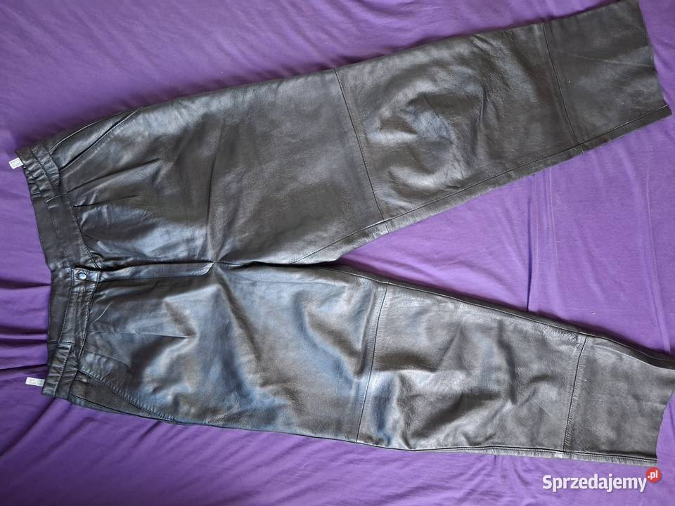 Skórzane spodnie vintage wysoki stan skóra 42 XL Kraków