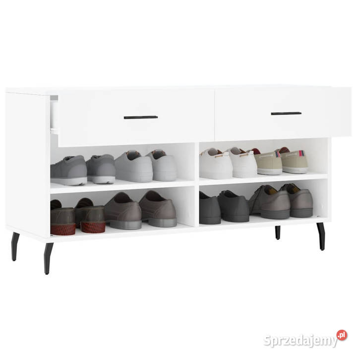 Ławka z miejscem na buty biała 102x35x55