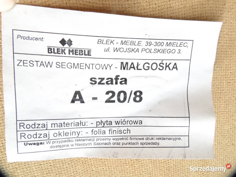 Duża szafa z zestawu Małgośka 195x80 Biłgoraj