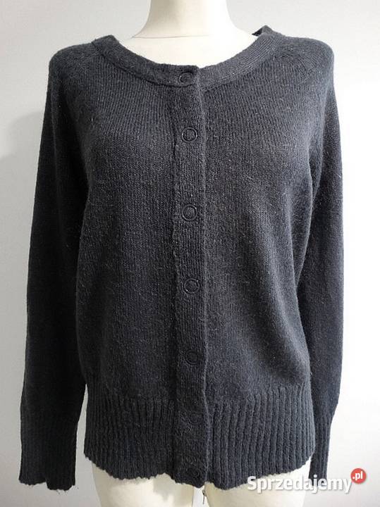 Sweter Kardigan Moherowy Wełniany Szary Ciepły Łomża