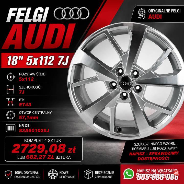 Felga Audi 18 5x112 7J ET43 571mm 83A601025J Kamieniec