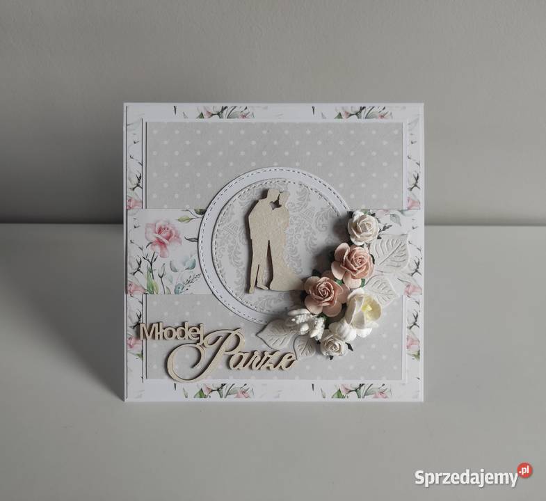 Kartka ręcznie robiona na Ślub z pudełkiem Łódź