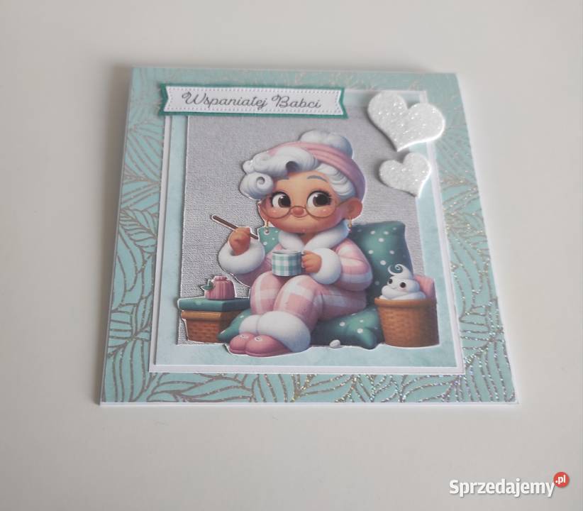 Kartka ręcznie robiona na Dzień Babci 4 Rękodzieło Antyki, Sztuka, Kolekcje Łódź