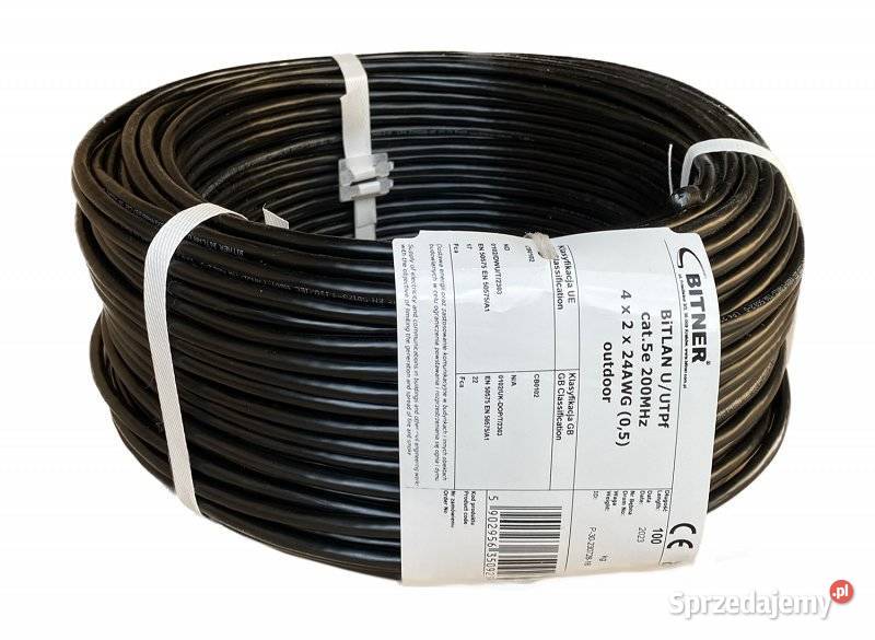 Kabel UTP Bitner kat 5e zewnętrzny żelowany 100m kable i wtyczki