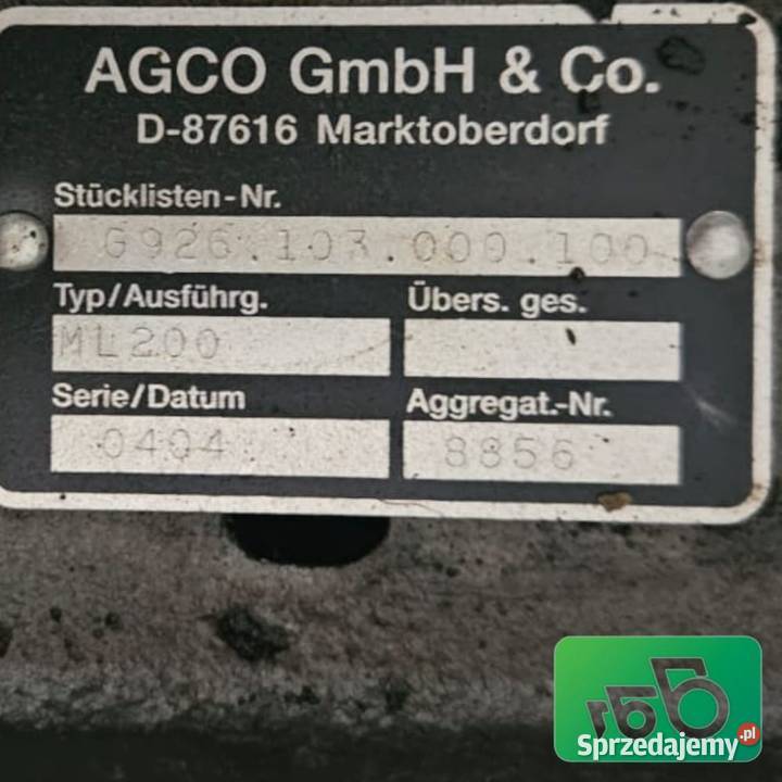 Skrzynia biegów Vario ML 200 Agco G926103009100 Wilkowo sprzedam
