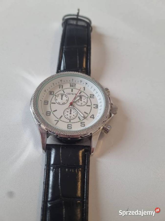 Elegancki zegarek Geneva biały cyferblat czarny