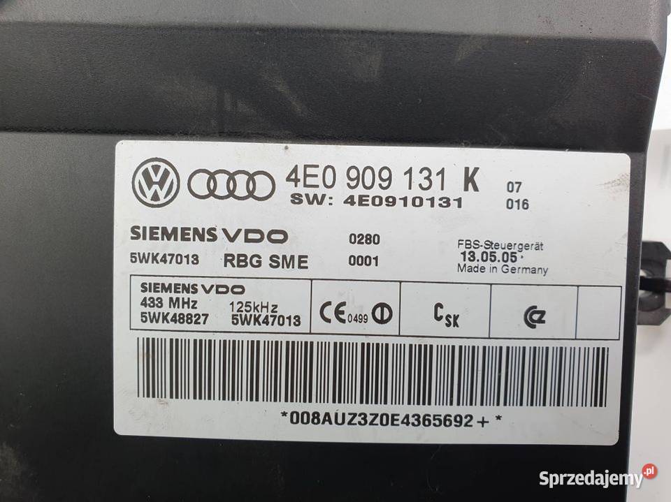 MODUŁ AUDI A8 D3 4E0909131K osobowe kujawsko-pomorskie